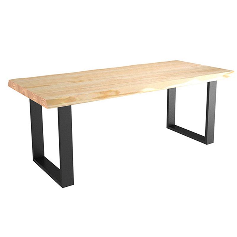 Rectangle Solid Wood Table Modern Dining Table with Metal Base and Double Pedestal for Restaurant Clearhalo ' dining_table' 'Dining Tables & Seating' 'Dining Tables' 'Furniture' 'furniture_dining_table' 'Kitchen & Dining Furniture' 'kitchen&dining_furn' 'kitchen' 'kitchen_dining_table' 1200x1200_f4a293ed-ec22-4145-b4e2-539aff58af14