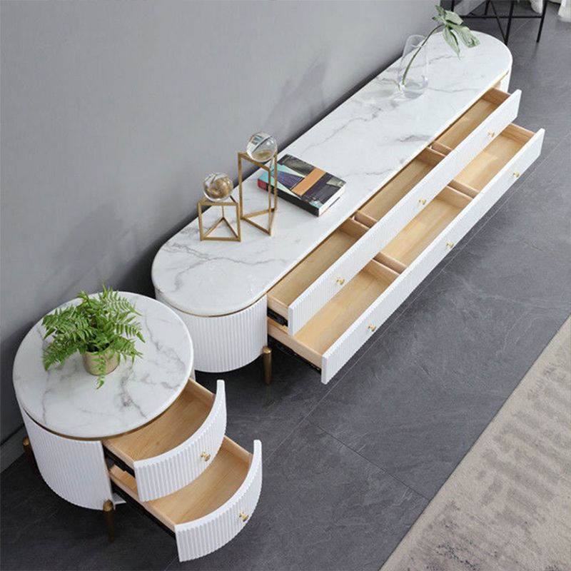 Marble Top TV Stand Modern Style Oval TV Cabinet with Drawers Clearhalo 'furn' 'furn_tv_stands_entertainment_centers' 'Furniture' 'Living Room Furniture' 'TV Stands & Entertainment Centers' 'TV Stands & Media Storage Furniture' 'tv_stands_entertainment_centers' 1200x1200_f4a2a606-8d42-48e3-8ba5-a58fe0a73858