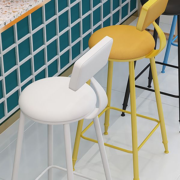 Modern Round Counter Stool Coffee Shop Leather and Metal Counter-height Stool