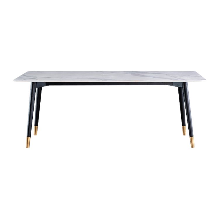Wood Industrial Rectangular Dining Table Sintered Stone Table with 4 Black Legs Clearhalo ' dining_table' 'Dining Tables & Seating' 'Dining Tables' 'furn' 'furn_dining_table' 'Furniture' 'furniture_dining_table' 'Kitchen & Dining Furniture' 'kitchen&dining_furn' 'kitchen' 'kitchen_dining_table' 1200x1200_f4a4cbaf-7662-4a37-9f8e-310d4560ae4a
