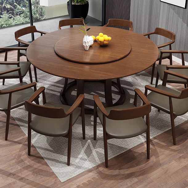 Table ronde moderne en bois massif, avec plateau tournant, pour la maison