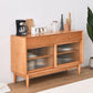 Moderno server in legno massiccio di pino 2 cassetto credenza marrone con porta di vetro