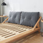 Midden-eeuws modern bedframe massief houten standaard bed as gestoffeerd hoofdeinde hoofdeinde