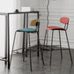 Industrial Iron Legs Bar Stool PU Leather Low Back Barstools for Living Room