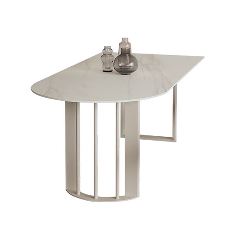 Living Room Simple Stone Table White Oval Table with Metal Pedestal Clearhalo 'Dining Tables & Seating' 'Dining Tables' 'dining_table' 'Furniture' 'furniture_dining_table' 'Kitchen & Dining Furniture' 'kitchen' 'kitchen_dining_table' 1200x1200_f4acd406-d614-460f-b6bc-9f1a13bd11d4