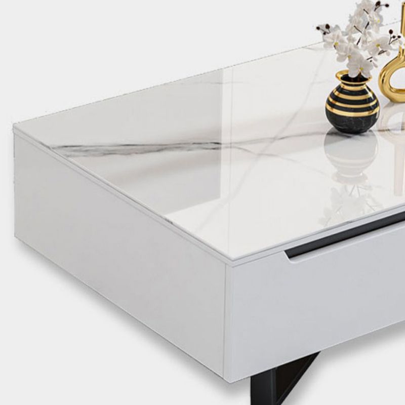 11.81" D Modern TV Stand White Stone TV Console with Drawers Clearhalo 'furn' 'furn_tv_stands_entertainment_centers' 'Furniture' 'Living Room Furniture' 'TV Stands & Entertainment Centers' 'TV Stands & Media Storage Furniture' 'tv_stands_entertainment_centers' 1200x1200_f4ae3fd2-8917-47a0-a6f5-c435c14a4e17