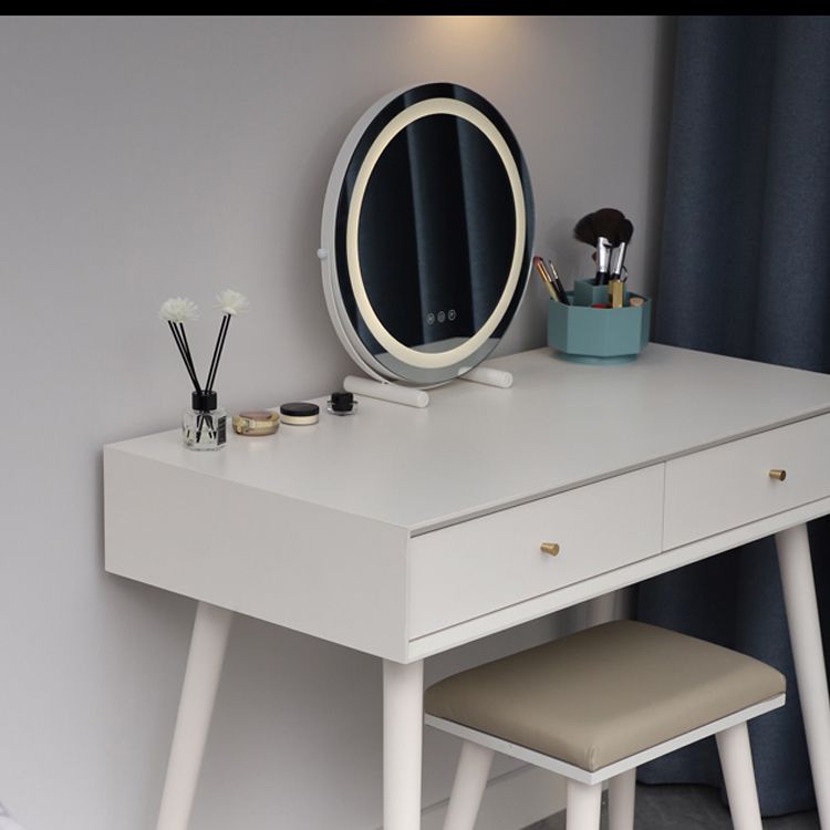 White Solid Wood  Makeup Vanity Desk Table with Drawers for Bedroom