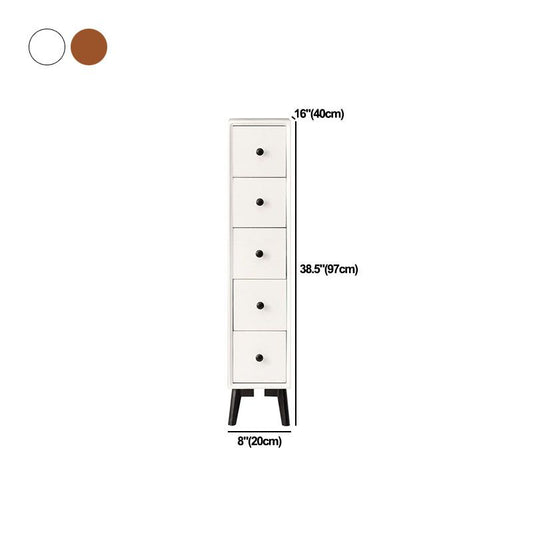 Modern Wooden Lingerie Chest Bedside Vertical Storage Chest in White and Brown