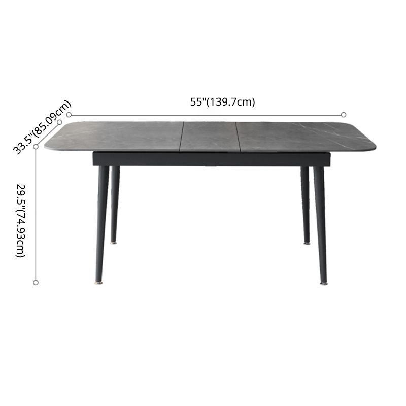 Modern Style Sintered Stone Dining Table Set Extendable Rectangular Dining Table with Trestle Base Clearhalo 'Dining Room Sets' 'Dining Tables & Seating' 'dining_room_set' 'furn' 'furn_dining_room_set' 'Furniture' 'furniture_dining_room_set' 'Kitchen & Dining Furniture' 'kitchen&dining_furn' 'kitchen' 1200x1200_f4b02bb0-6022-49d8-b793-dafc11343e9e