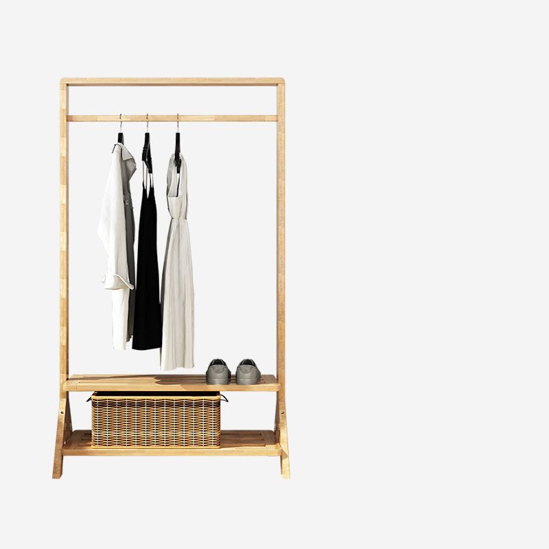 Contemporary Style Coat Hanger Double Shelves Solid Wood Coat Rack for Living Room Clearhalo 'Entry & Mudroom Furniture' 'furn' 'furn_hall_tree_coat_racks' 'Furniture' 'Hall Trees & Coat Racks' 'hall_tree_coat_racks' 1200x1200_f4b05607-cb3c-4a10-b386-e847c92ce6bb