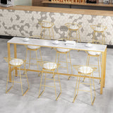 Nordic Glam Style Bar Table 42-inch Height Metal Base Bistro Table for Living Room Clearhalo 'Bar Furniture' 'Bar Tables' 'bar_tables' 'furn' 'furn_bar_tables' 'Furniture' 'furniture_bar_tables' 'Kitchen & Dining Furniture' 1200x1200_f4b05b0f-8cd7-42ca-8df5-ce89c9c0db34