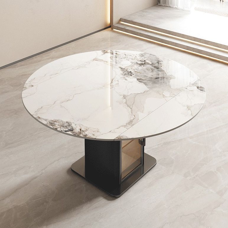 Nordic Sintered Stone Table Set of 5/7 with Round Table Foldable Dining Set with Leather Chairs Clearhalo 'Dining Room Sets' 'Dining Tables & Seating' 'dining_room_set' 'furn' 'furn_dining_room_set' 'Furniture' 'furniture_dining_room_set' 'Kitchen & Dining Furniture' 'kitchen&dining_furn' 'kitchen' 1200x1200_f4b16f8d-1927-43bd-810c-b161e742cb96