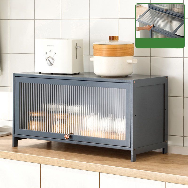 Puertas de vidrio gris Servidor de comedor Servidor de bambú contemporáneo para cocina