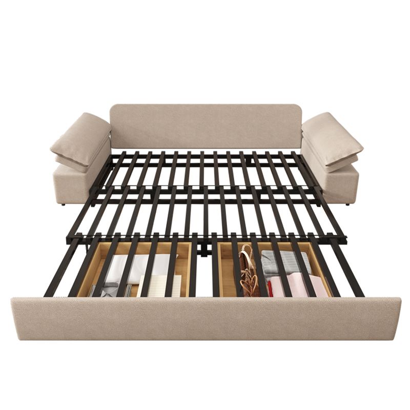 Sofá para dormir de cuero de color beige 32.28 "Cama de sofá ancho con colchón desmontable