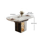 Round Modern Stone Dining Table Extendable for Small Spaces with Storage