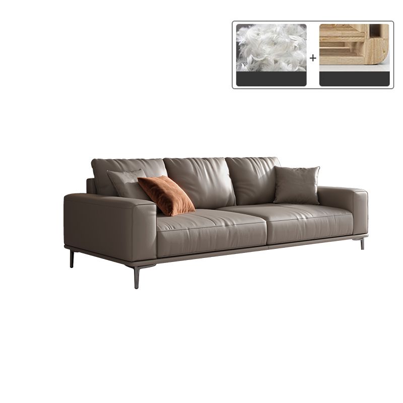 Mid secolo moderno vera pelle cuscini bianchi cuscini a braccio quadrato salotto