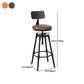 Industrial Metal Barstool Low Back Wood Footrest Adjustable Stool with Swivel