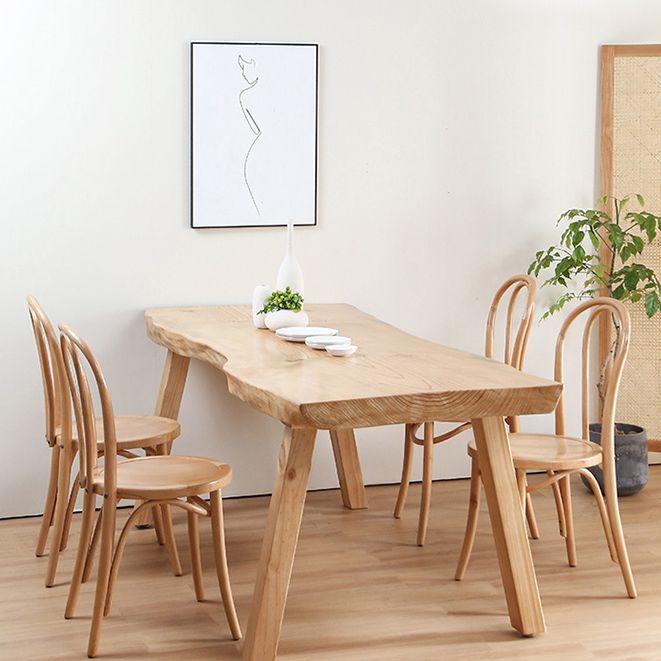 Modern Khaki Solid Wood Dining Table Rectangle Kitchen Dining Table with 4 Legs Base Clearhalo ' dining_table' 'Dining Tables & Seating' 'Dining Tables' 'furn' 'furn_dining_table' 'Furniture' 'furniture_dining_table' 'Kitchen & Dining Furniture' 'kitchen&dining_furn' 'kitchen' 'kitchen_dining_table' 1200x1200_f4b95a0c-730f-4344-8f9a-66eb43471471