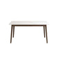 Massief houten frame eettafel uit het midden van de eeuw Witte stenen tafel