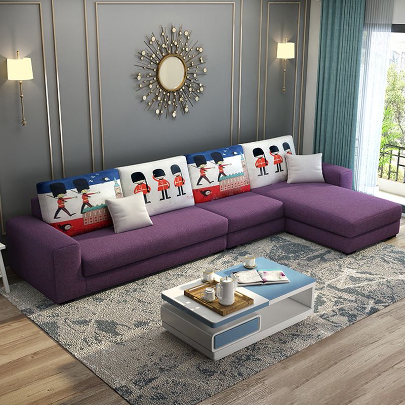 27.56"H Square Arm Sectional Removable Cushions Sofa and Chaise Clearhalo 'furn' 'furn_sectionals' 'Furniture' 'furniture_sectionals' 'kitchen' 'kitchen_sectionals' 'Living Room Furniture' 'Sectionals' 1200x1200_f4baffd5-ae85-4dbb-aa57-6de2cdfa3b00