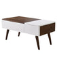 Retangular Natural Wood 4 Legs Coffee Table 1 Single Modern Cocktail Table with Drawers
