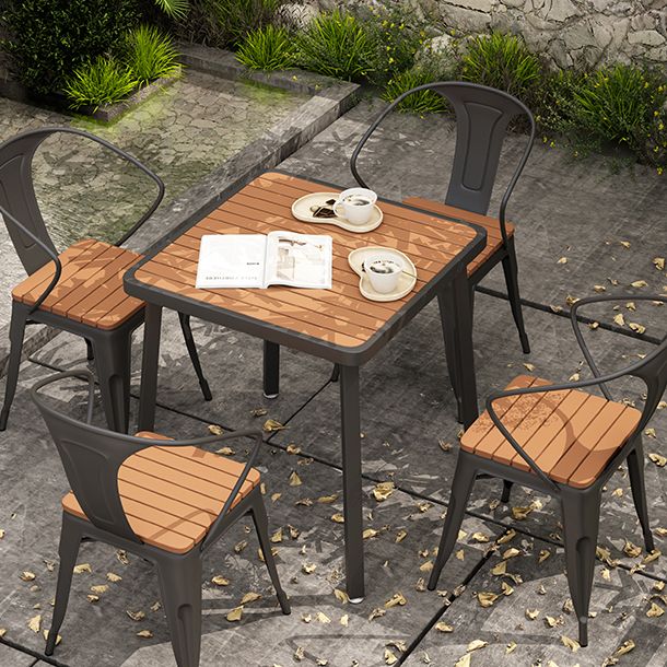 Table à manger carrée table à manger en bois récupéré industriel avec 4 jambes