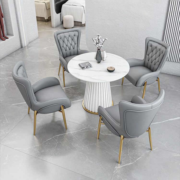 Glam Sintered Stone Dining Table Round Dinner Room Kitchen Table with Pedestal Base Clearhalo 'Dining Tables & Seating' 'Dining Tables' 'dining_table' 'furn' 'furn_dining_table' 'Furniture' 'furniture_dining_table' 'Kitchen & Dining Furniture' 'kitchen' 'kitchen_dining_table' 1200x1200_f4bd7897-fdc5-450d-8136-48052935d724