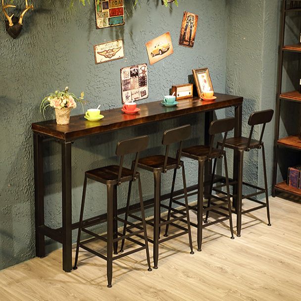 Brown Wood Top Counter Table Metal Black Legs Industrial Bar Table for Restaurant Clearhalo 'Bar Furniture' 'Bar Tables' 'bar_tables' 'furn' 'furn_bar_tables' 'Furniture' 'furniture_bar_tables' 'Kitchen & Dining Furniture' 1200x1200_f4bfe508-b459-41dd-9163-1beef813ba21