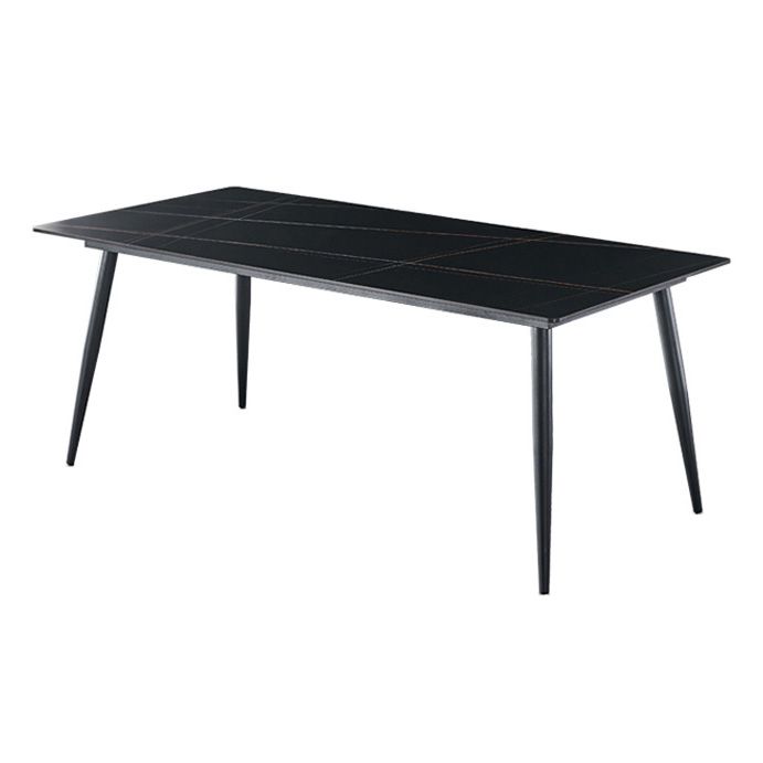Rectangle Traditional Luxury Table Sintered Stone Table with 4 Black Legs Clearhalo ' dining_table' 'Dining Tables & Seating' 'Dining Tables' 'furn' 'furn_dining_table' 'Furniture' 'furniture_dining_table' 'Kitchen & Dining Furniture' 'kitchen&dining_furn' 'kitchen' 'kitchen_dining_table' 1200x1200_f4c323f6-305e-4104-8bb1-56b3f8d301d7