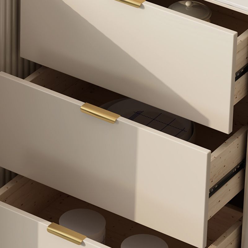 Soggiorno del soggiorno bianco tavolo a buffet in stile glam con cassetti e conservazione