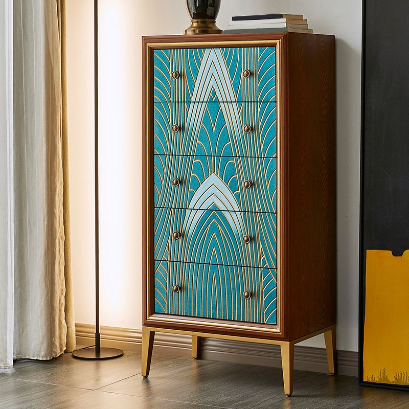 Cassa in legno di stoccaggio in stile glam con cassetti a chiusura morbida per la casa