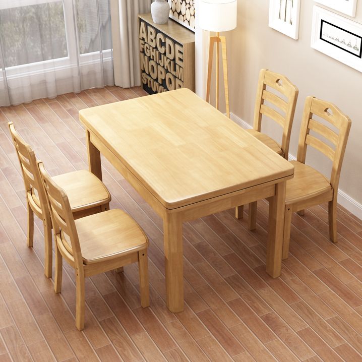 Contemporary Style Dining Room Table Set with Solid Wood Table and Chairs Clearhalo 'Dining Room Sets' 'Dining Tables & Seating' 'dining_room_set' 'furn' 'furn_dining_room_set' 'Furniture' 'furniture_dining_room_set' 'Kitchen & Dining Furniture' 'kitchen&dining_furn' 'kitchen' 1200x1200_f4c711d5-8e0e-4c84-a44d-4629e0426136