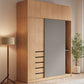 Natural Finish Modern Wardrobe Armoire Solid Wood and Engineered Wood Armoire