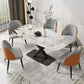 Designer Rectangle Dining Table Set 1/4/5/6/7 Pieces Gold Stone Top Dinette Set Clearhalo 'Dining Room Sets' 'Dining Tables & Seating' 'dining_room_set' 'furn' 'furn_dining_room_set' 'Furniture' 'Kitchen & Dining Furniture' 1200x1200_f4c7596b-a1ba-441a-adc2-ac1d74acbdbc