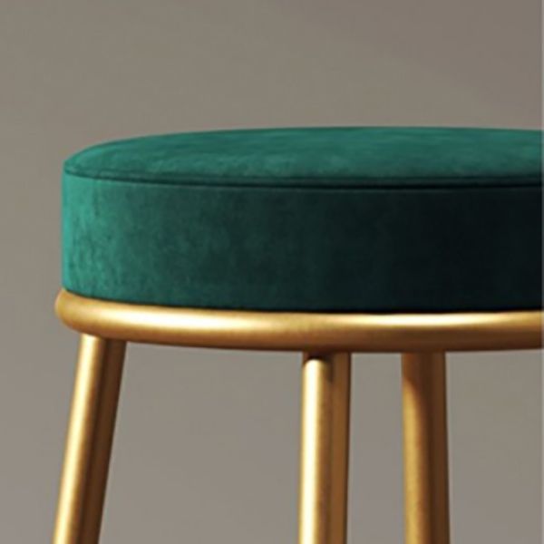Nordic Backrest Armless Counter Stool Iron Bar Stool with Footrest and Cushion