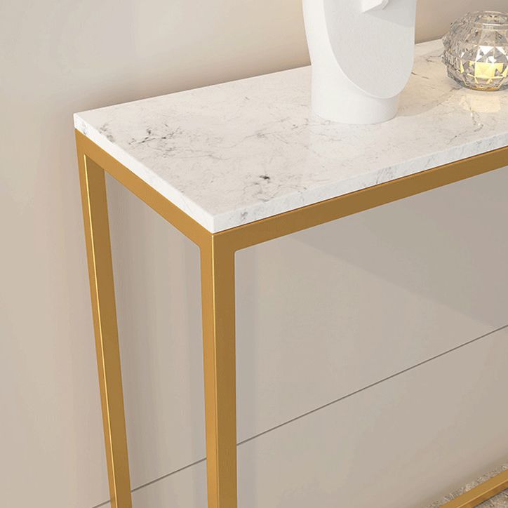 Tavolo accento console rettangolare glam tavolo da divano console di finitura antica in marmo