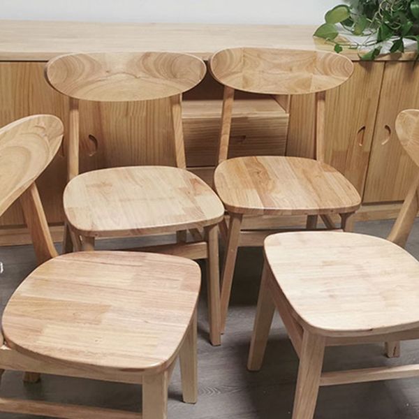 Contemporary Wood Dining Chair Open Back Dining Side Furniture in Matte Finish Indoor