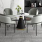 Mesa de comedor redonda contemporánea de metal mesa de piedra sinterizada con pedestal negro
