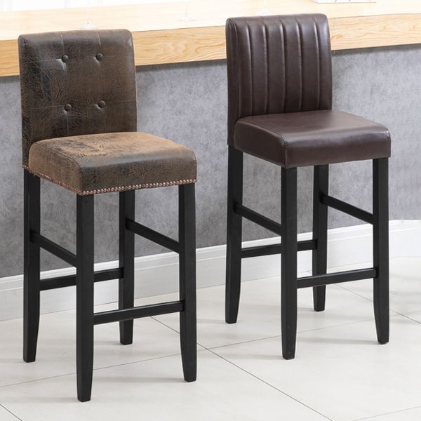 Modern Leather Solid Wood Barstool Bristol Bar Stool with Footrest and Low Back Clearhalo 'Bar Furniture' 'Bar Stools' 'bar_stools' 'furn' 'furn_bar_stools' 'furniture_bar_stools' 'Kitchen & Dining Furniture' 'kitchen&dining_furn' 'kitchen' 'kitchen_furn' Furniture' 1200x1200_f4cc4c7a-2d35-43c5-af84-3e41d9d3ca26