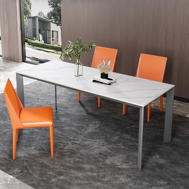 Juego de mesa de comedor de piedra sinterizada, mesa de comedor rectangular moderna de 1/4 piezas, sillas sin brazos