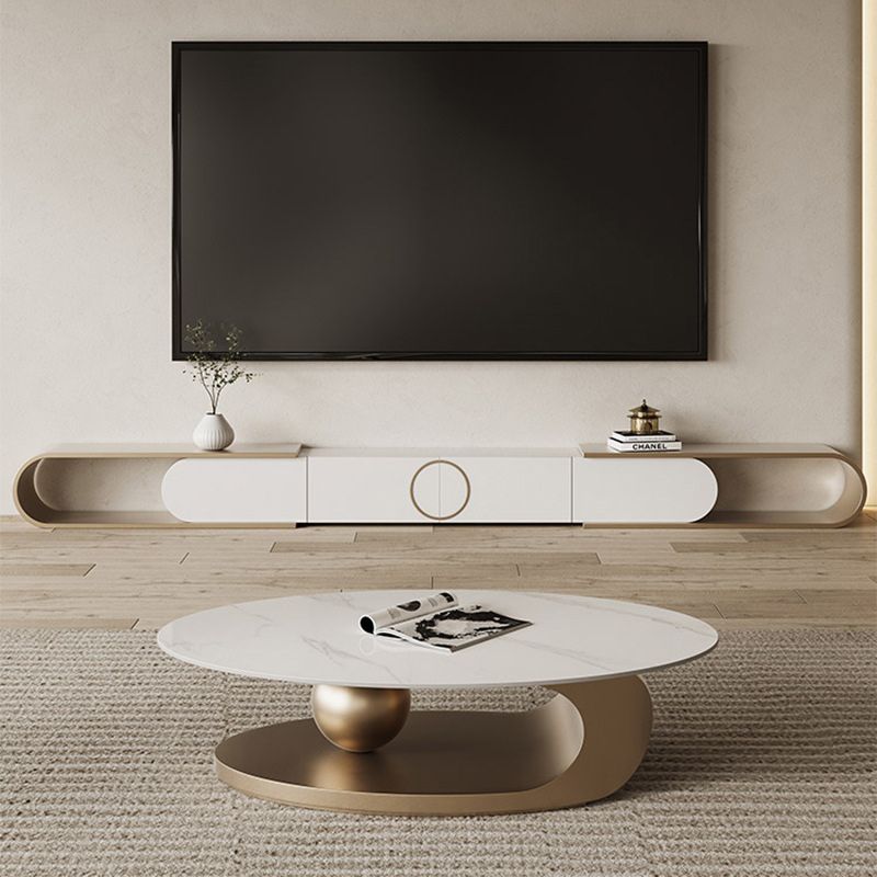 Stone Oval Contemporary Coffee Table Single Pedestal Coffee Table Clearhalo 'Coffee & Accent Tables' 'Coffee Tables' 'coffee_tables' 'furn' 'furn_coffee_tables' 'Furniture' 'Living Room Furniture' 1200x1200_f4ce2c96-6468-4024-af2c-e8dd52140336