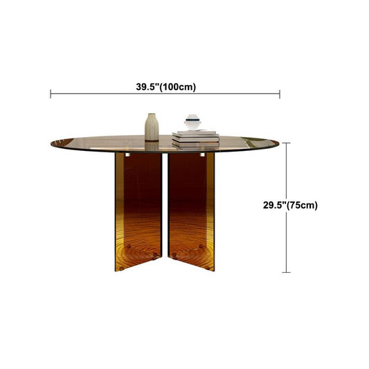 Round Glass Dining Table Modern Style Dining Table for Home Use Clearhalo 'Dining Tables & Seating' 'Dining Tables' 'dining_table' 'furn' 'furn_dining_table' 'Furniture' 'furniture_dining_table' 'Kitchen & Dining Furniture' 'kitchen' 'kitchen_dining_table' 1200x1200_f4d04c02-eefb-4f43-8fbd-837a8ecac37c