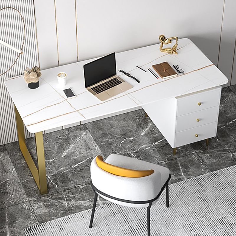 Desca di ufficio contemporanea 23.62 "scrivania rettangolare con 3-cassetti