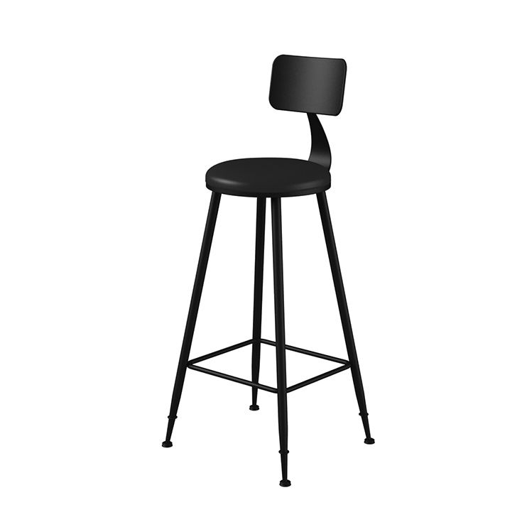 Industrial Armless Backrest Counter Stool Iron Bar Stool with Leather Cushion Clearhalo 'Bar Furniture' 'Bar Stools' 'bar_stools' 'furn' 'furn_bar_stools' 'furniture_bar_stools' 'Kitchen & Dining Furniture' 'kitchen&dining_furn' 'kitchen' 'kitchen_furn' Furniture' 1200x1200_f4d0b837-6351-42bb-9174-73fe23cc4726