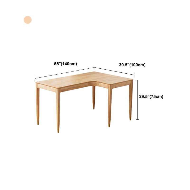 L-shape Solid Wood Office Desk Modern Corner Writing Desk with 4 Legs