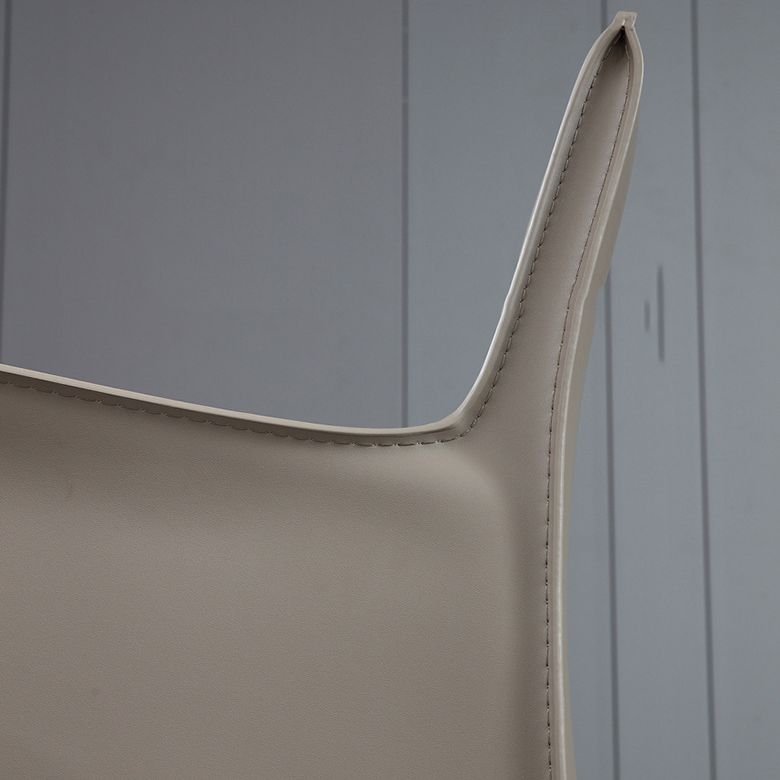 Solid Back Dining Chair Designer Style Leather Meeting Room Arm Chair