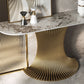 Half Moon Shape Contemporary Console Table in Gold/Silver Stone Console Sofa Table