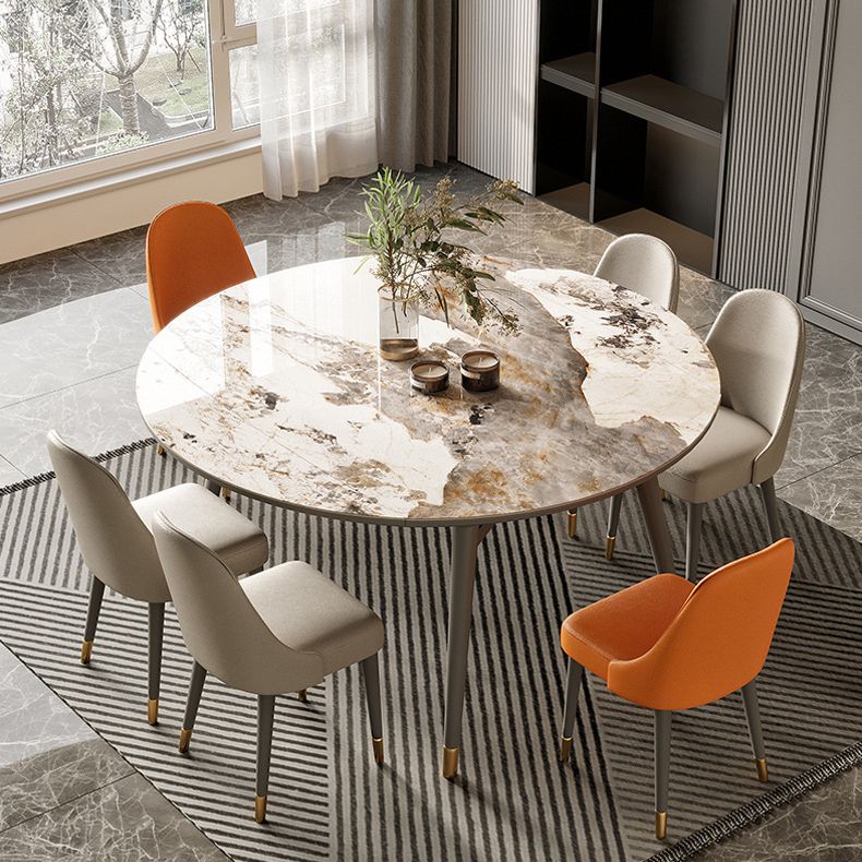 Modern Round Dining Table Stone Top Dining Table with 4 Wood Legs Clearhalo 'Dining Tables & Seating' 'Dining Tables' 'dining_table' 'furn' 'furn_dining_table' 'Furniture' 'furniture_dining_table' 'Kitchen & Dining Furniture' 'kitchen' 'kitchen_dining_table' 1200x1200_f4d605ac-3f50-427c-9411-94d01e592cdb