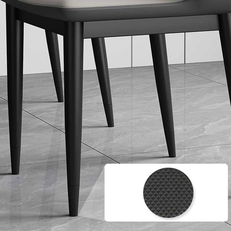 Sedia laterale aperta moderna in pelle imbottita sedia da pranzo senza braccio con base in metallo