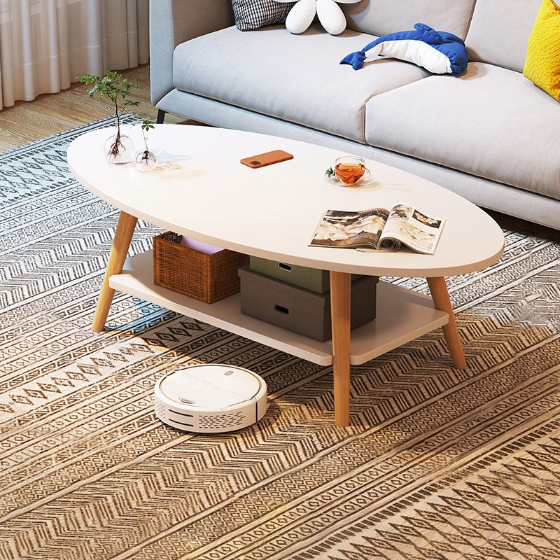 Modern Wood Cocktail Table 4 Legs Coffee Table with Storage Shelf Clearhalo 'Coffee & Accent Tables' 'Coffee Tables' 'coffee_tables' 'furn' 'furn_coffee_tables' 'Furniture' 'Living Room Furniture' 1200x1200_f4d7390c-6f3a-427d-b899-6d5c972dc89c
